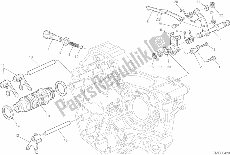 Todas as partes de Shift Cam - Garfo do Ducati Hypermotard Brasil 821 2014